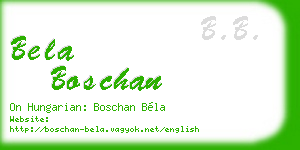 bela boschan business card